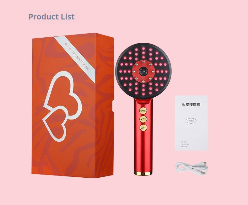 Rubbing Hair Comb Scalp Electric Massage Comb Red Light Anti-density Hair Growth Device